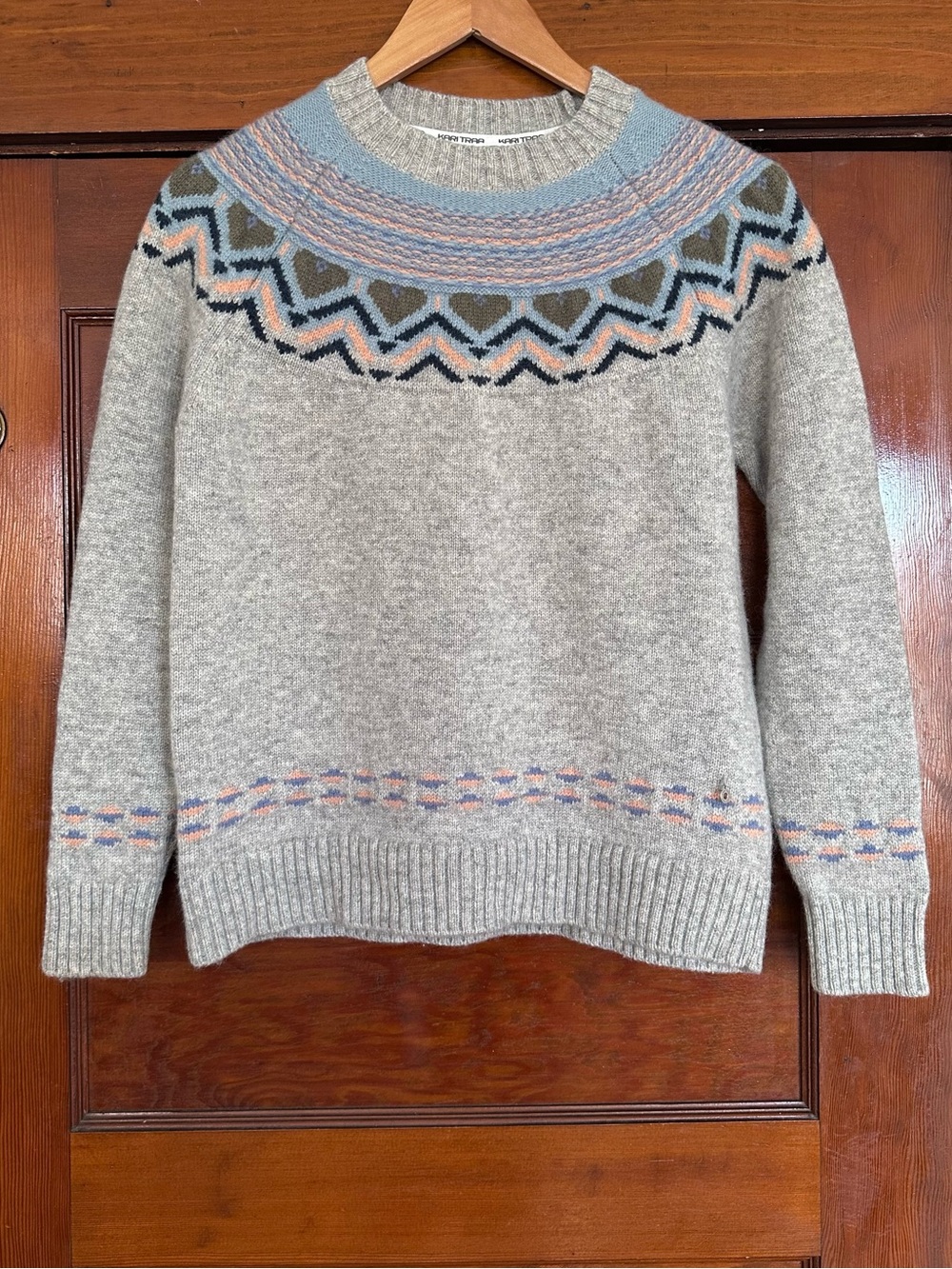 Kari Traa Sundve Heart Fair Isle Knit  Scandanavian Nordic Sweater Size Small